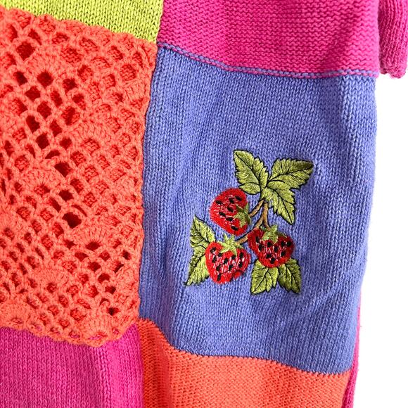 Vintage Jenny Tropical Embroidered Short Sleeve Sweater LG - Picture 7 of 8